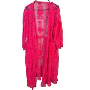 Lane Bryant Kimono Open-Front Embroidered Mesh Overpiece Size 18/20 Whimsygoth